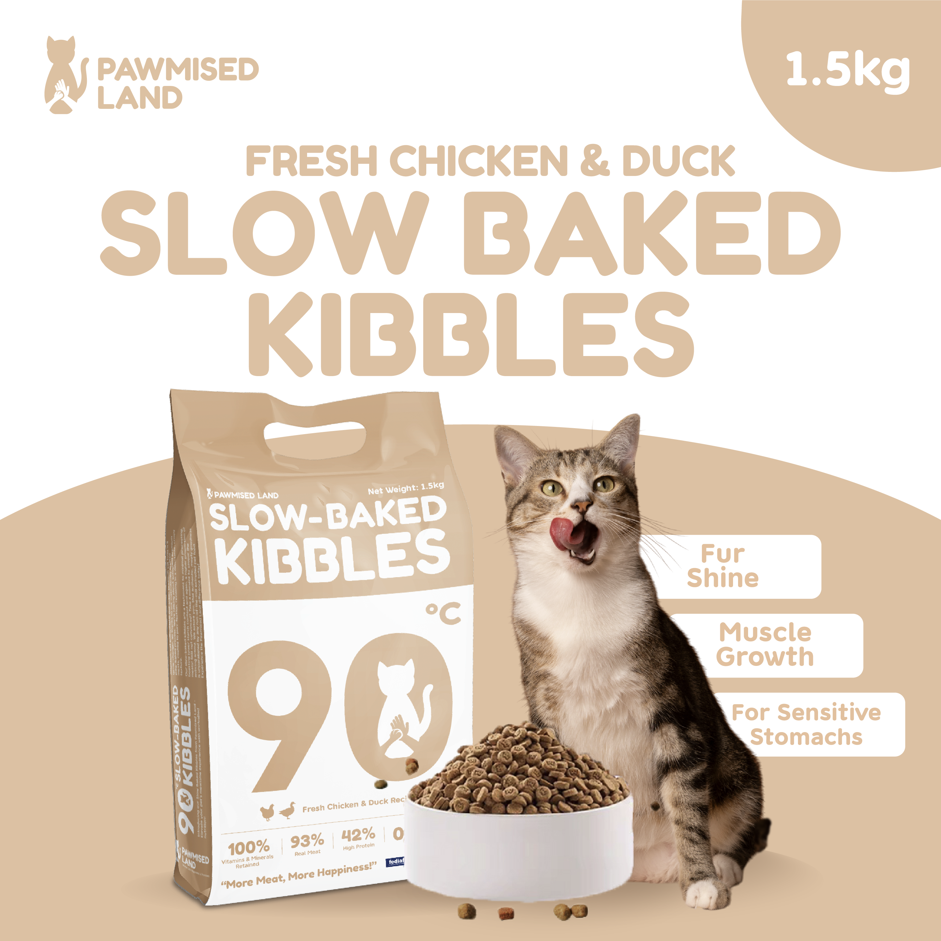 [READY STOCK] Slow Baked Kibbles - Classic Pack 1.5kg - Fresh Chicken & Duck Recipe